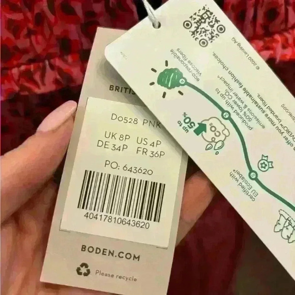 Boden Yoke Detail Jersey Mini Dress Pink Floral Tie Waist NWT size 4P - Picture 8 of 14